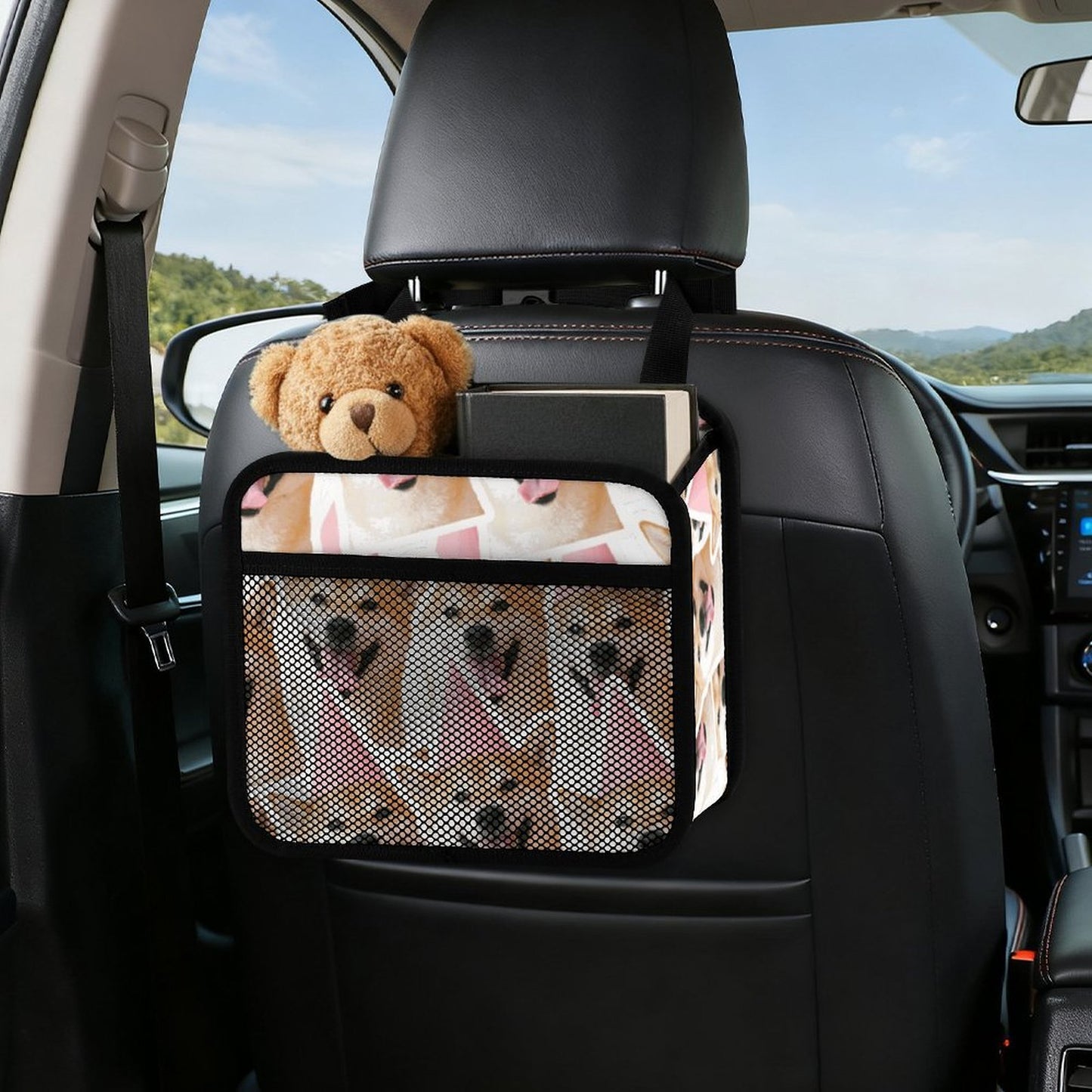 カーシート収納バッグ PUレザー製 ダイレクトプリント カスタマイズ可能 車内整理 後部座席用