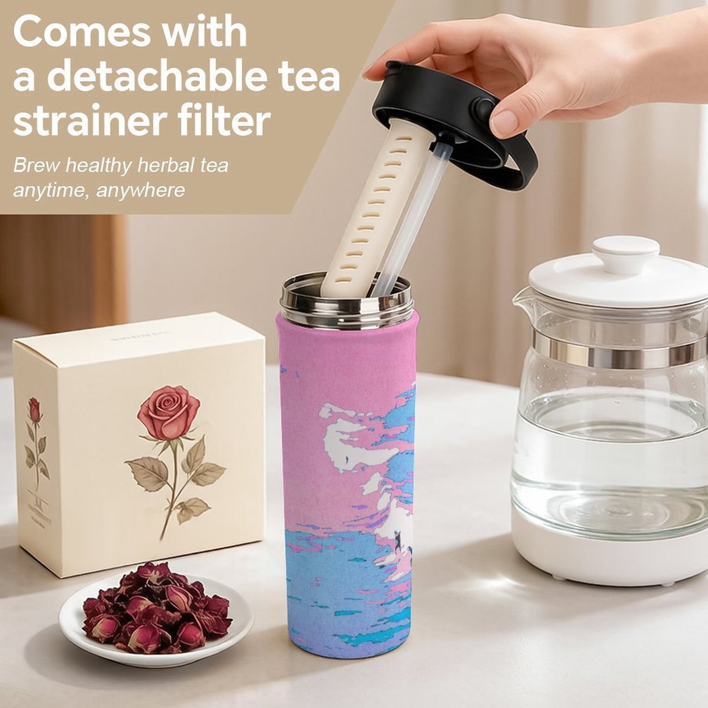 茶こし付きタンブラー 590ml 名入れ対応 二重構造ステンレス製