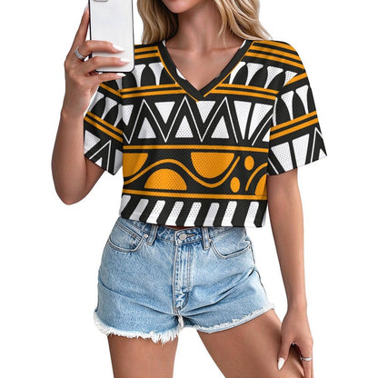 Short V-neck Top African Pattern