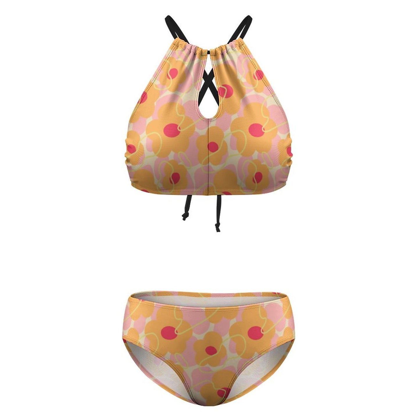 自由自在フィット｜系帯式 ホルターネック ビキニセット｜カスタム柄プリント