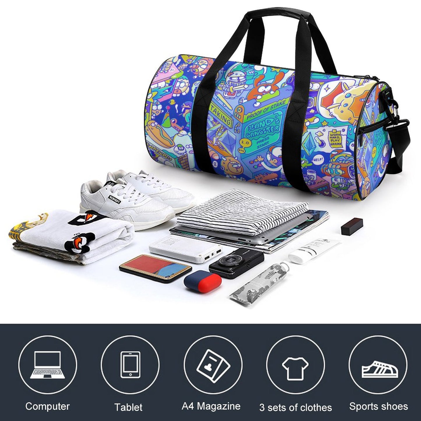 【もう探さない】干湿分離でスマート収納！カスタムできる円筒ジムバッグ｜一泊旅行にも