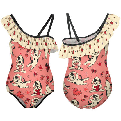 【名前も入れられる】キッズ水着 女の子｜フリルが可愛いワンピース｜オリジナルデザイン