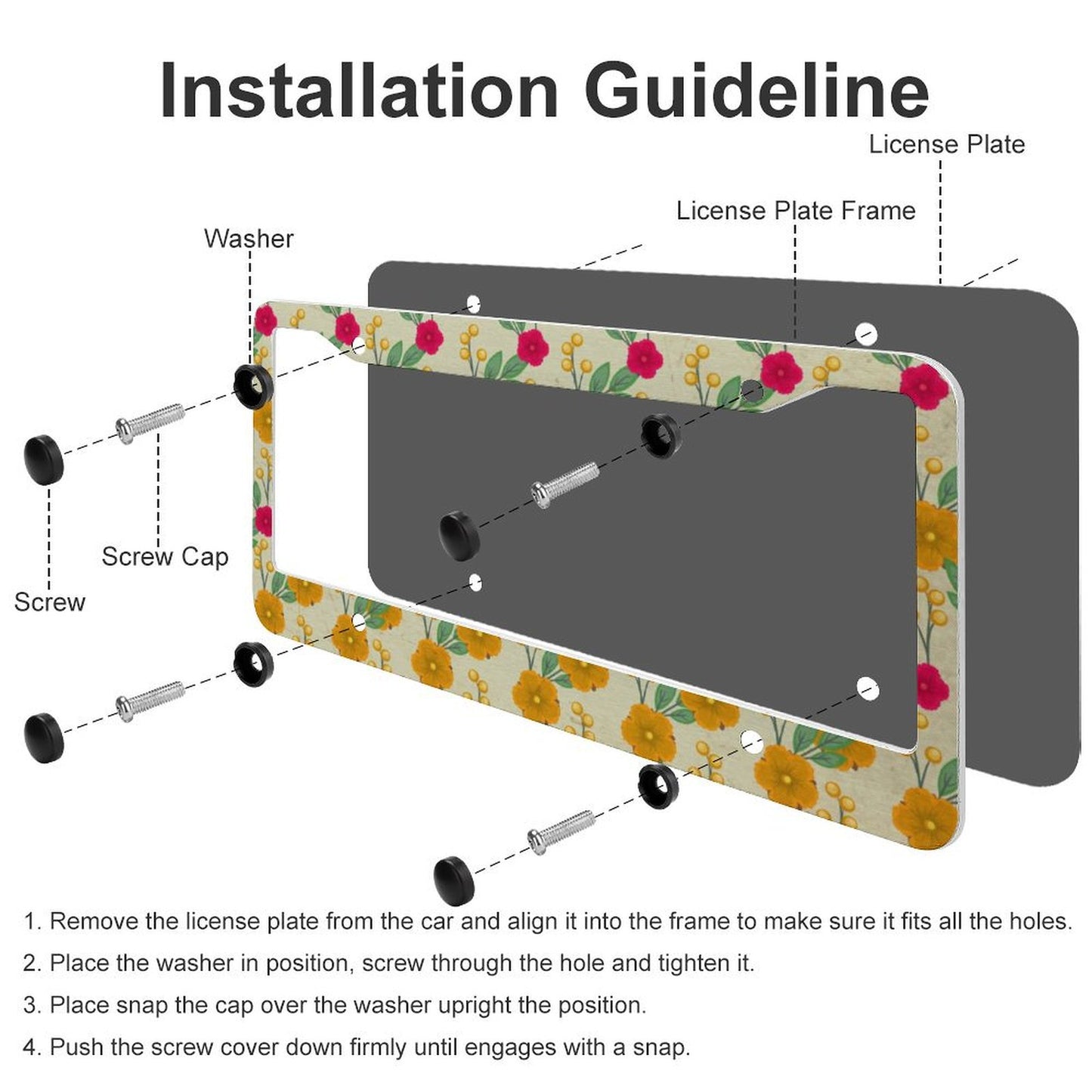 【写真でカスタム】ライセンスフレーム オリジナル (USサイズ/ペア) | おしゃれなナンバーフレーム
