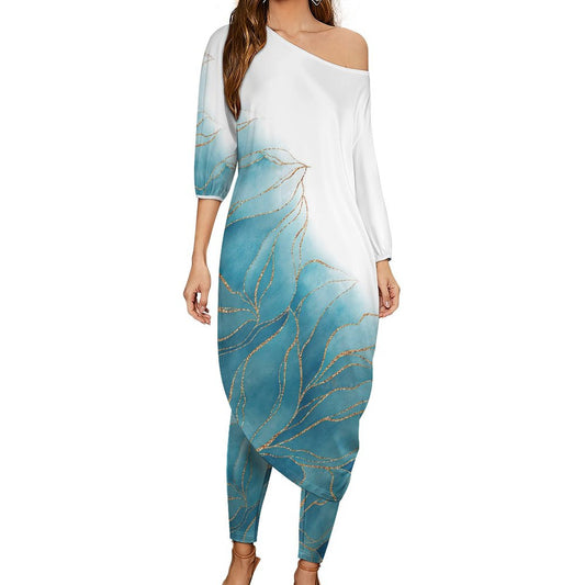 【部屋着に見えない】そのまま外出OK！オフショルダー・ラウンジウェア上下セット｜ワンマイルウェア