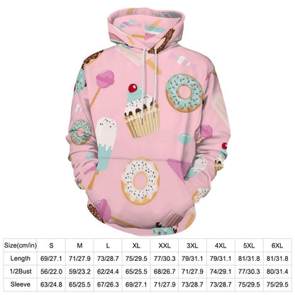 立ち上がるダブルフード | フレンチテリー総柄パーカー (S-6XL) | 立体シルエット