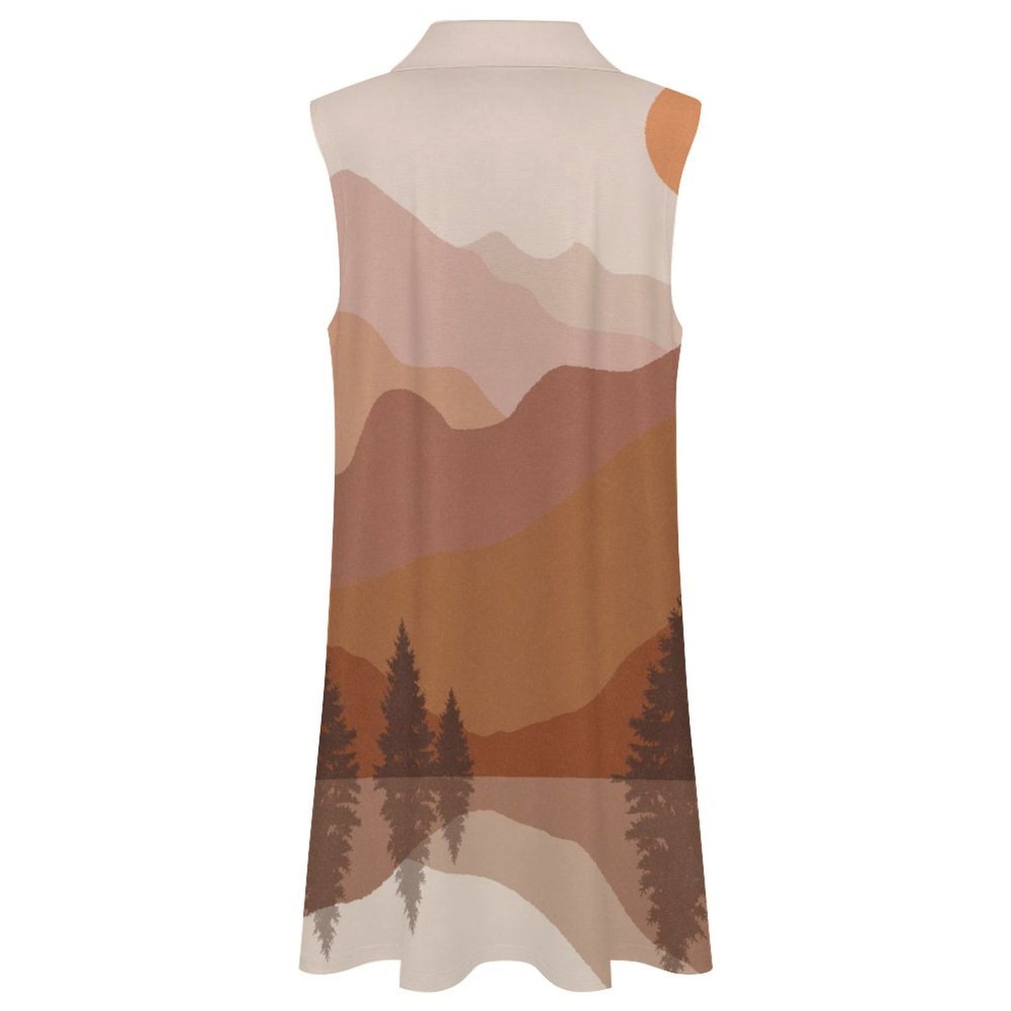 V-neck Sleeveless Dress Nature View Paintings