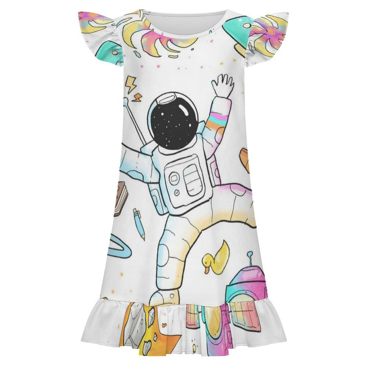 女の子用フリルナイトドレス オリジナルプリント対応 キッズルームウェア
