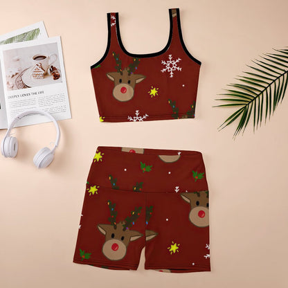 【着るだけで、細見え？】縦ラインでスタイルアップ！リブ素材ヨガウェア上下セット