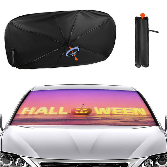 Car Sunshade Umbrella Halloween, Background Style 133x73cm