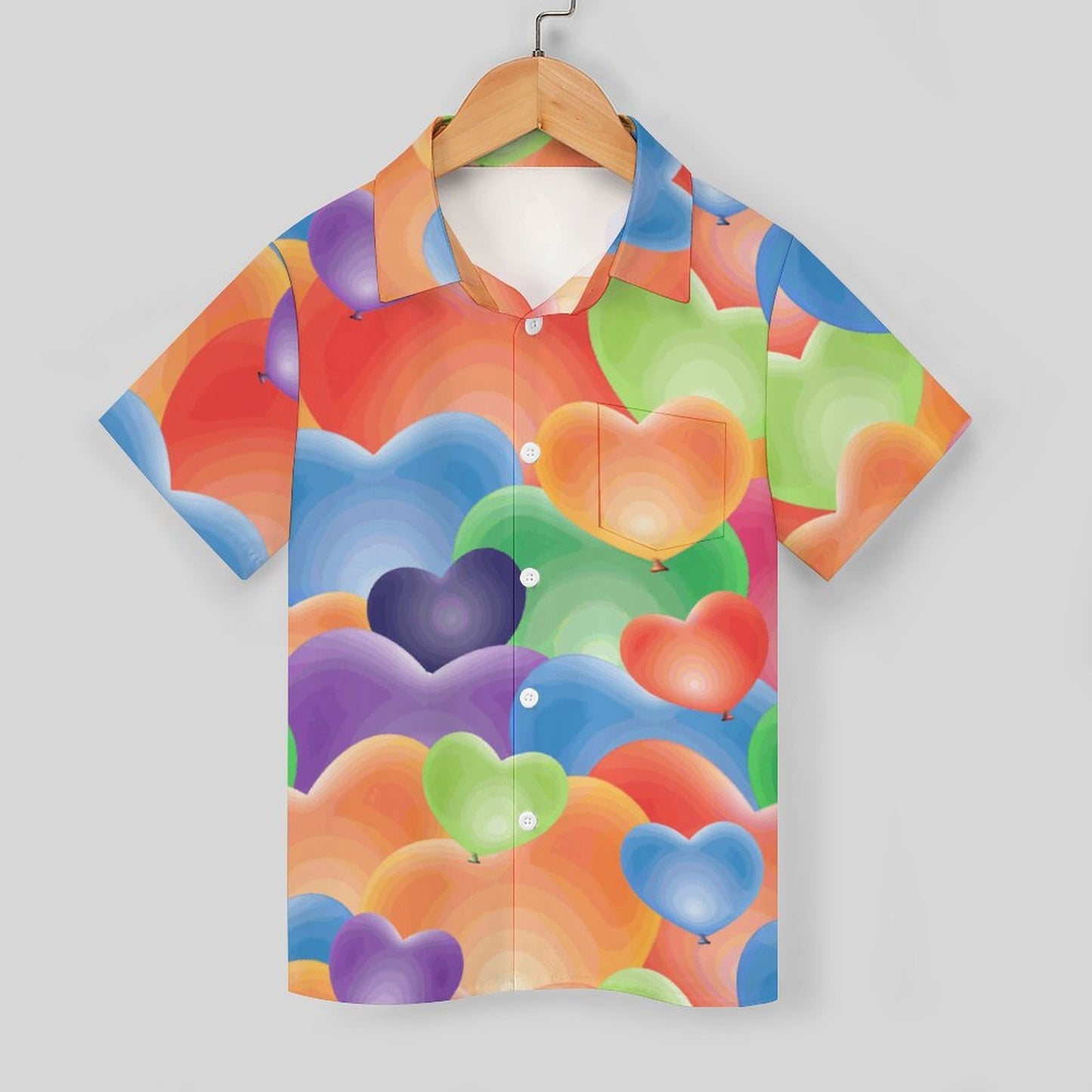 Children's Short Sleeved Shirt Color Heart Pattern
