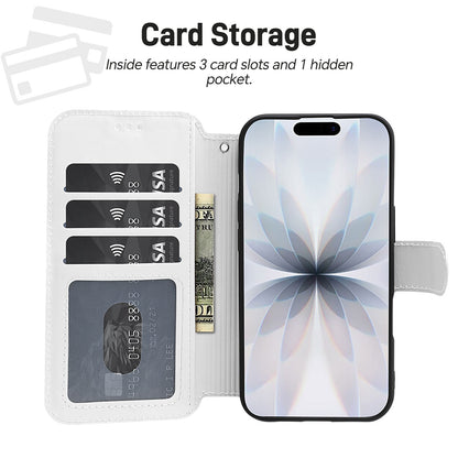 iPhone 17 名入れ レザーフリップケース（カードホルダー・ストラップ付き）