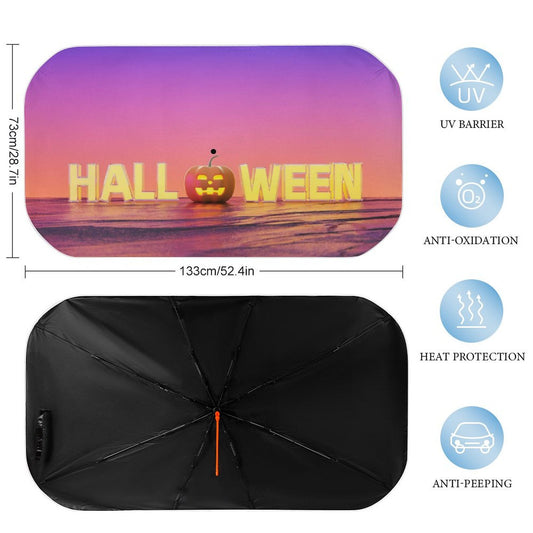 Car Sunshade Umbrella Halloween, Background Style 133x73cm