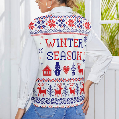 Vネック ニットベスト | レディース オーバーサイズ・レイヤード | S-2XL