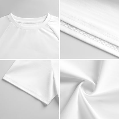 カスタムプリント対応クロップド丈半袖Tシャツ（配色袖デザイン）