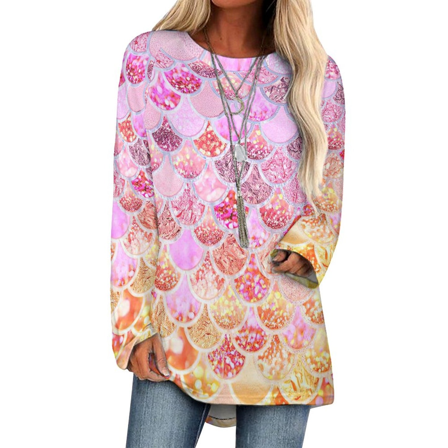 オリジナル 配色 ロングTシャツ | お尻が隠れるチュニック丈 | レギンスコーデ