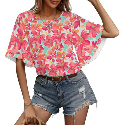 フリル袖Tシャツ（熱転写カスタムプリント対応）