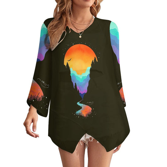 オリジナルシフォンブラウス | 透け感・涼感・体型カバー | S-5XL