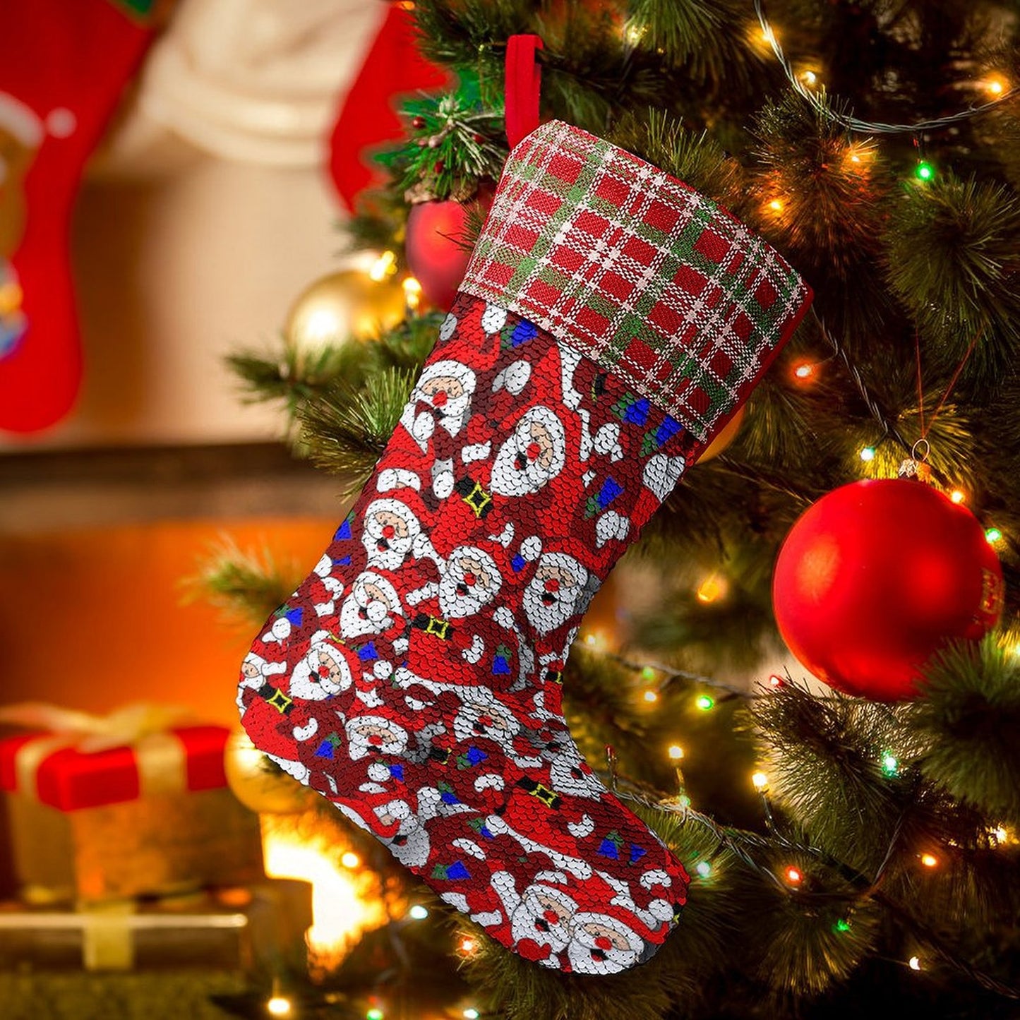 【触ると絵が変わる！？】写真で作る魔法のスパンコールクリスマスソックス｜サプライズに