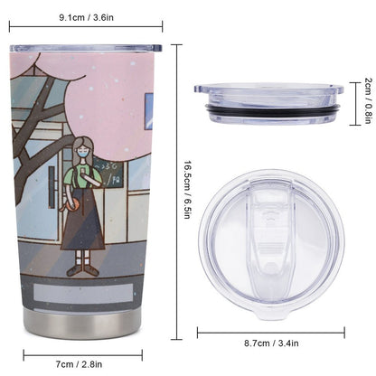 車用トラベルマグ 600ml 全周印刷 | カップホルダー対応 漏れない水筒