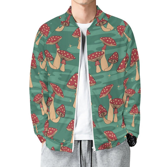 着脱スマートなラグランジップ衛衣 | ボンバー風スウェットジャケット | 全面プリント