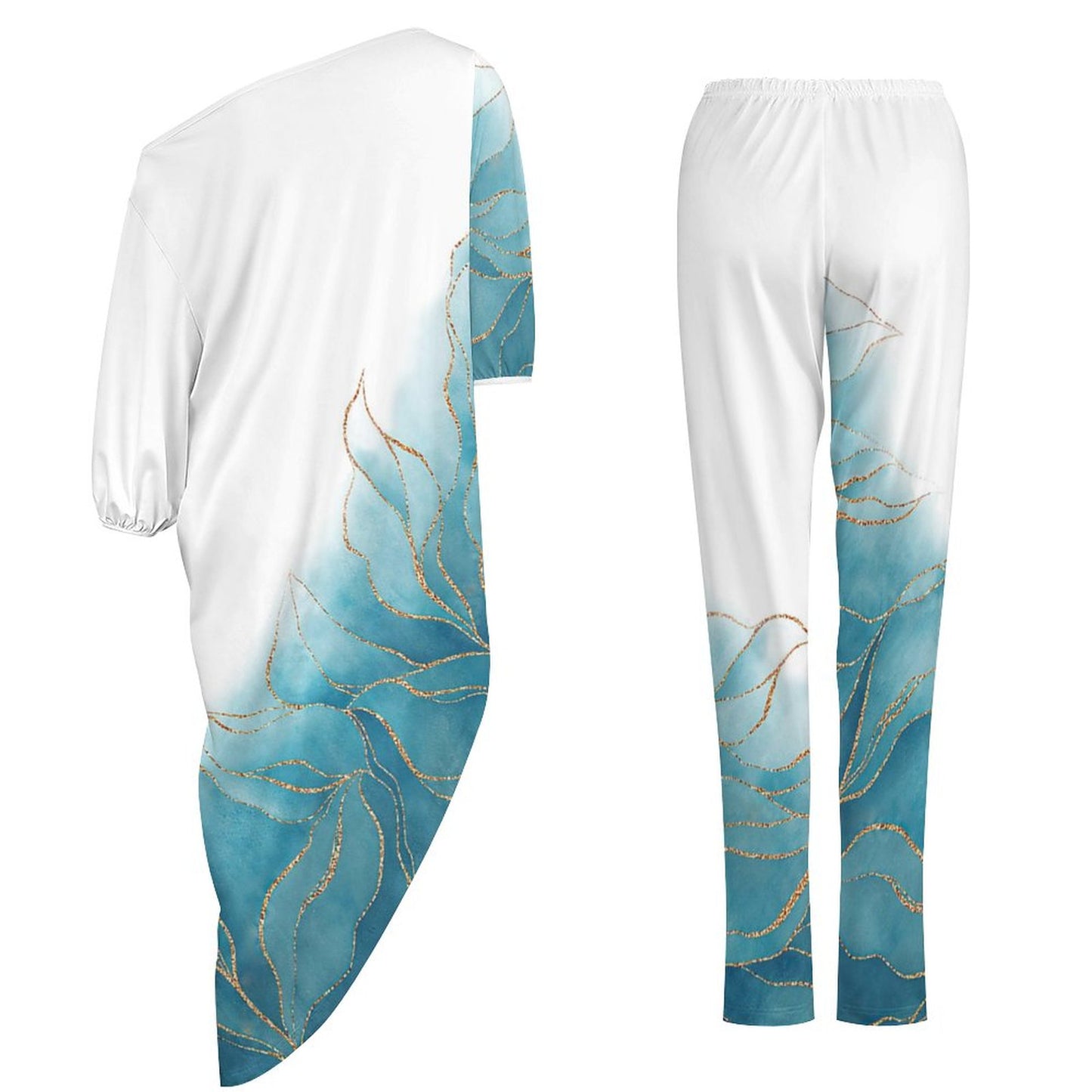 【部屋着に見えない】そのまま外出OK！オフショルダー・ラウンジウェア上下セット｜ワンマイルウェア