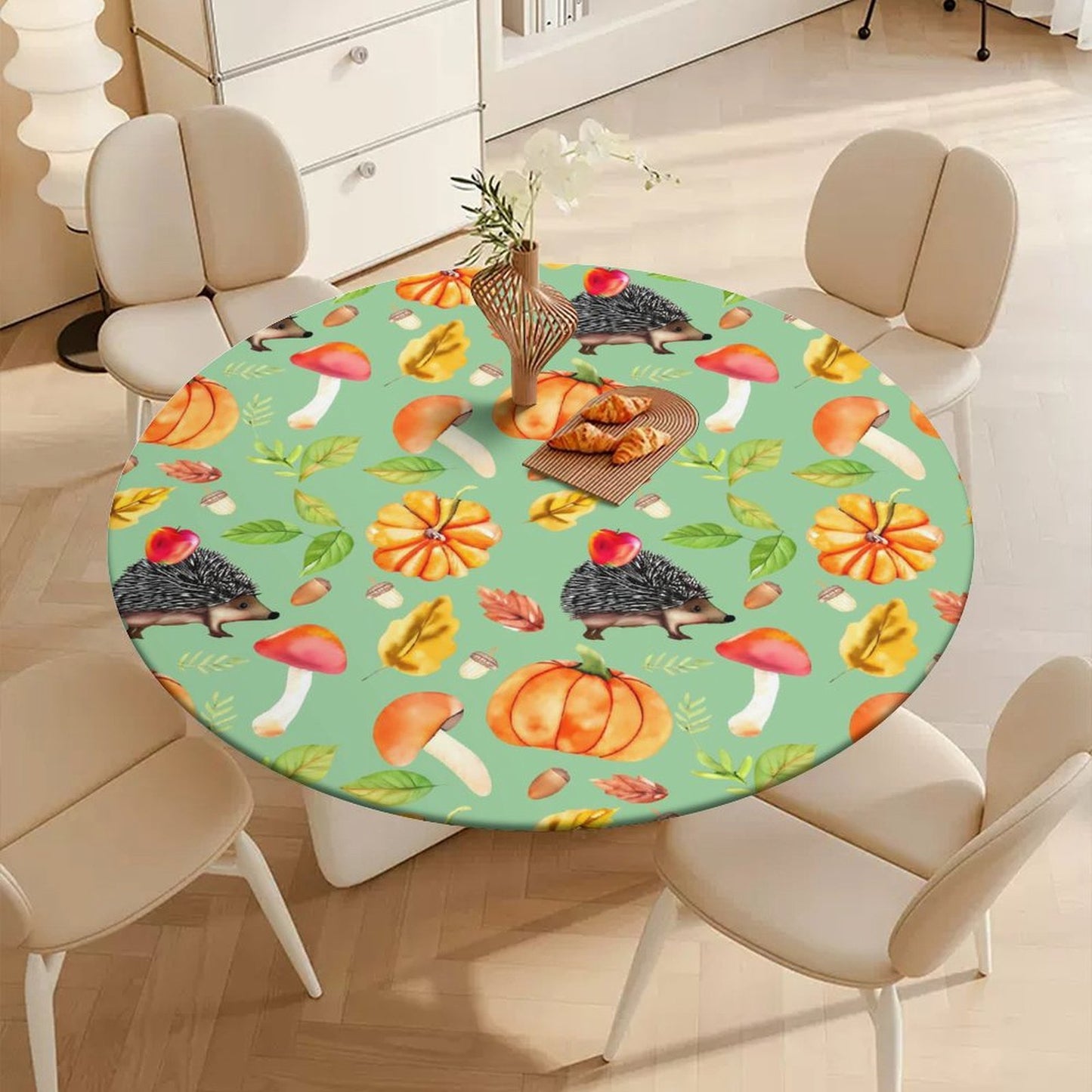 【古いテーブルが蘇る】写真で創る、フィット円形テーブルカバー｜防水・屋外OK