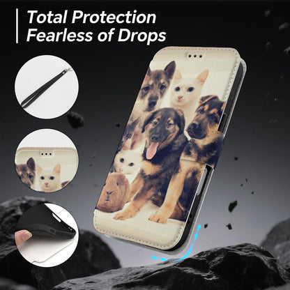 iPhone 17 名入れ レザーフリップケース（カードホルダー・ストラップ付き）