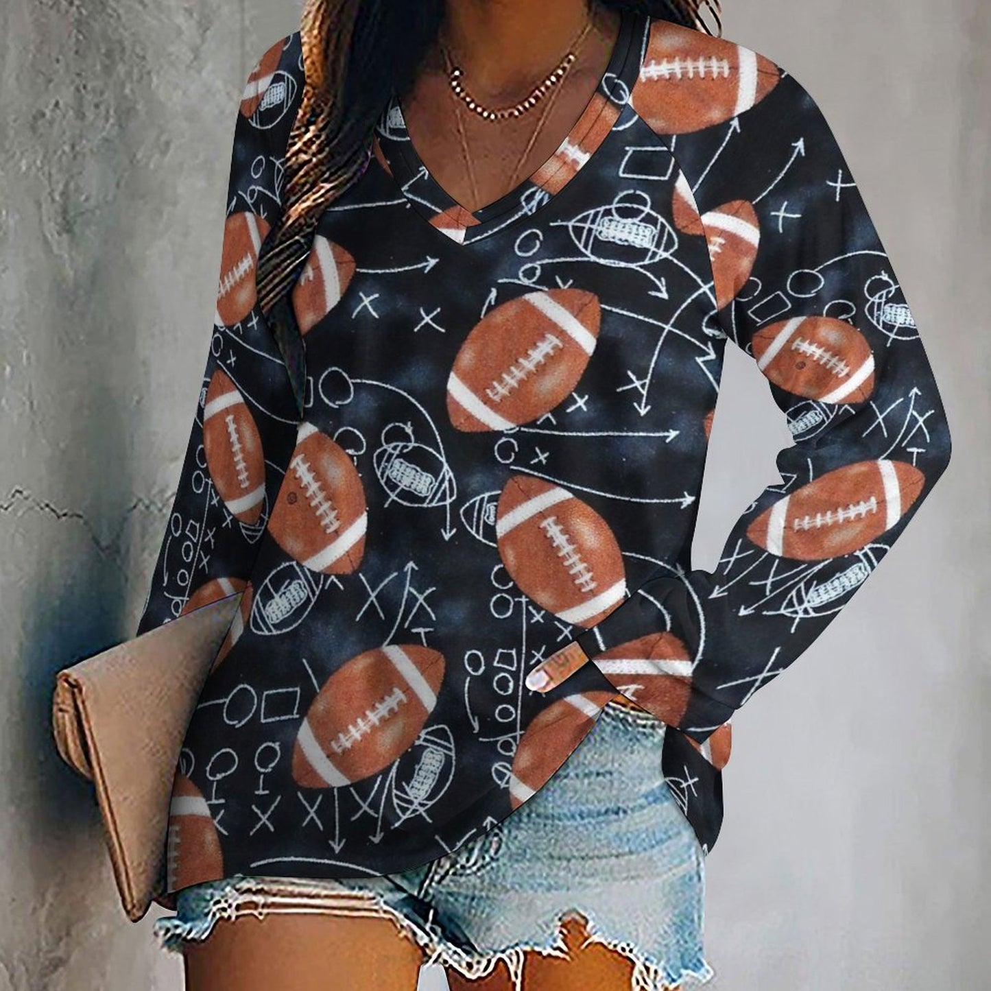【シワにならない】ダブルVネック長袖Tシャツ｜旅行・体型カバーに (S-5XL)