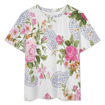 Short Sleeved Pajama Set Retro, Floral Design
