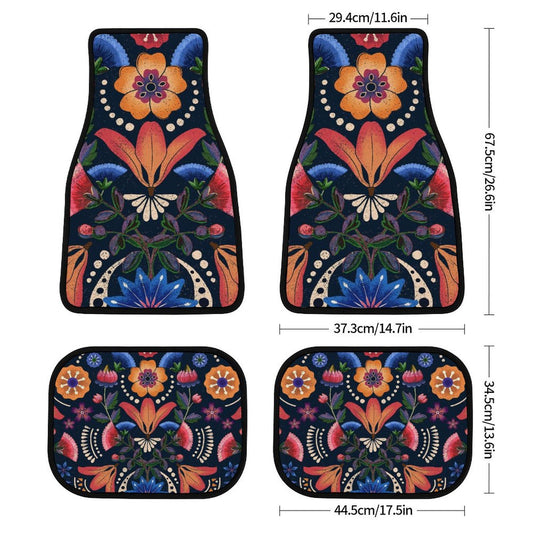 Four Piece Car Mat Set Retro Pattern Background Style One Size