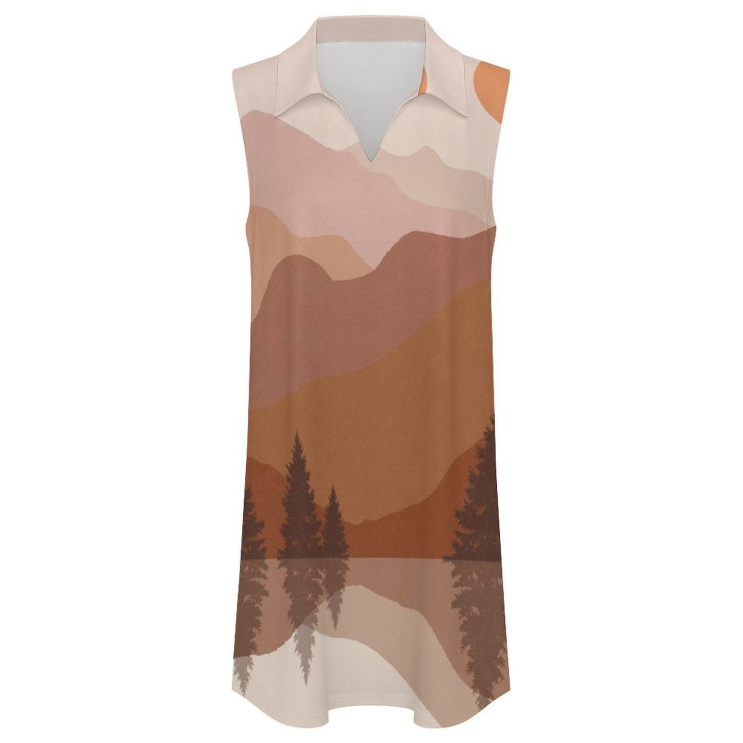 V-neck Sleeveless Dress Nature View Paintings