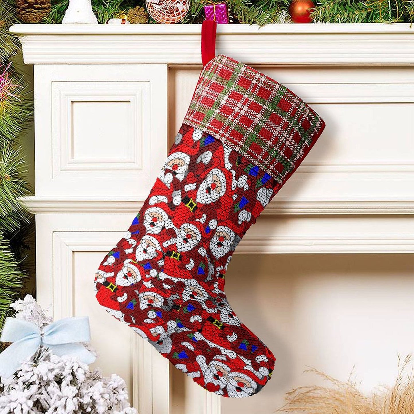 【触ると絵が変わる！？】写真で作る魔法のスパンコールクリスマスソックス｜サプライズに