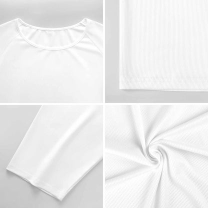 【オリジナル作成】オフショルダー Tシャツ｜リブ五分袖・大きいサイズ対応