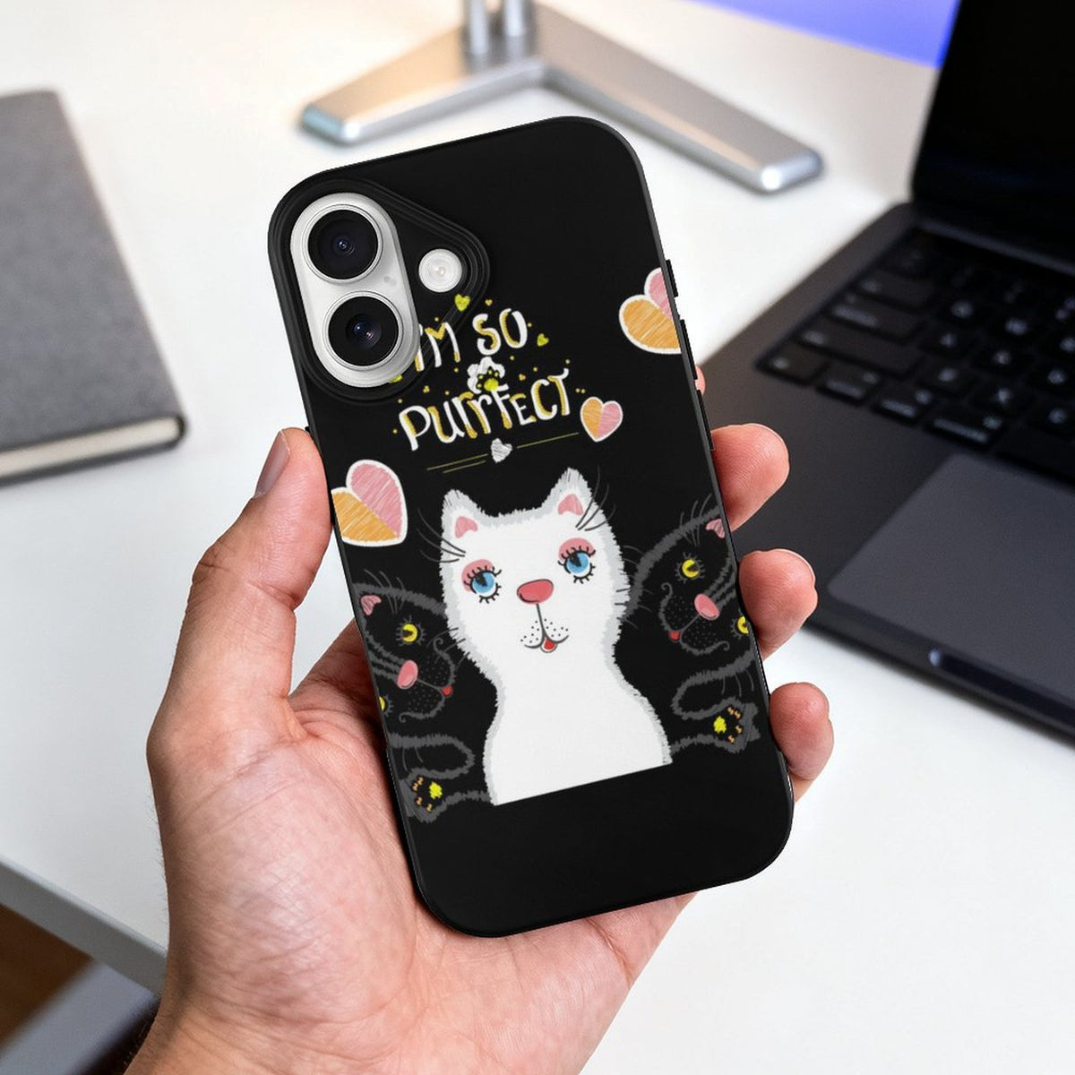 Mobile Phone Case for Apple IPhone 18 Cat, Heart, Elegance