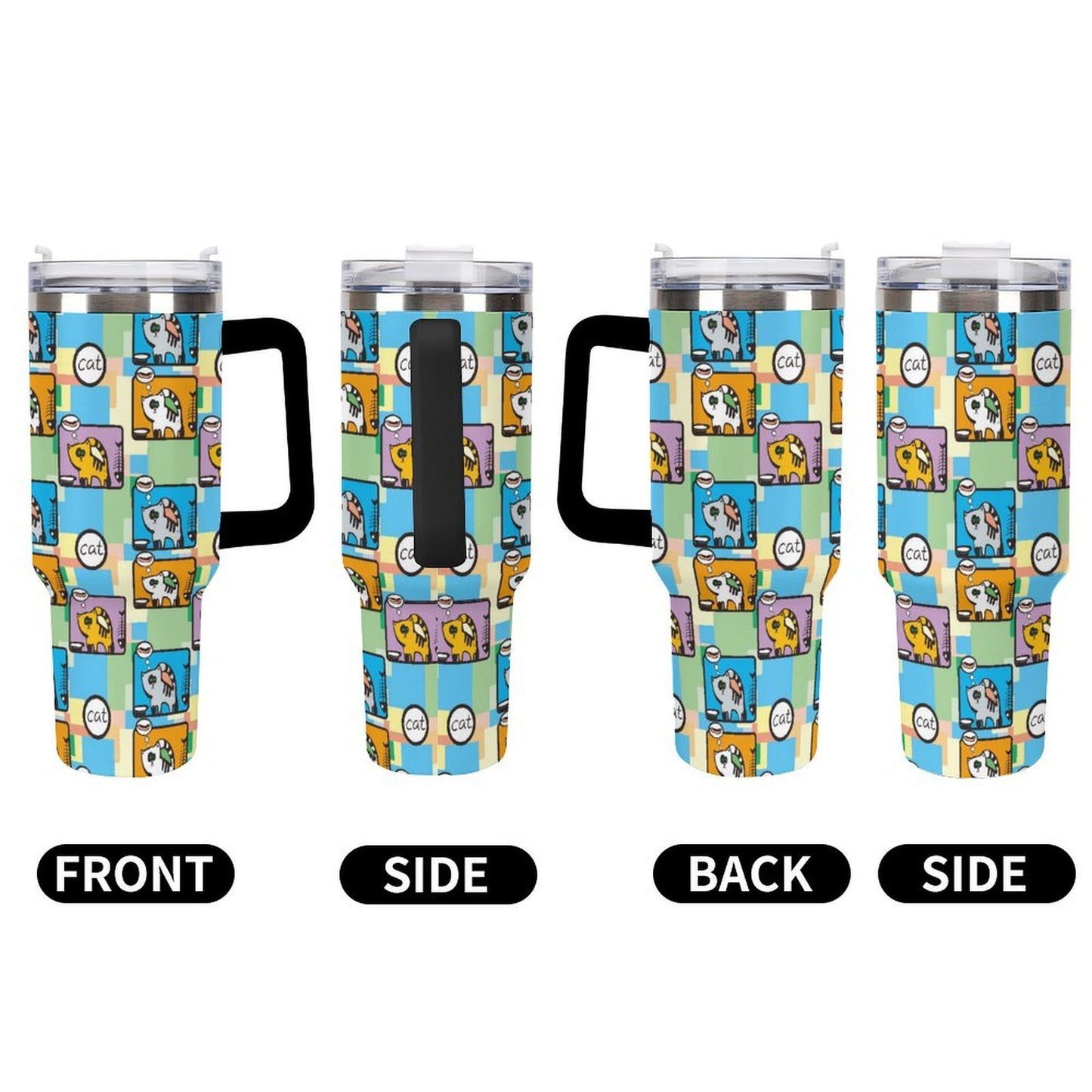 40oz 大容量 真空断熱タンブラー ストロー＆ハンドル付き（オリジナルUVプリント）