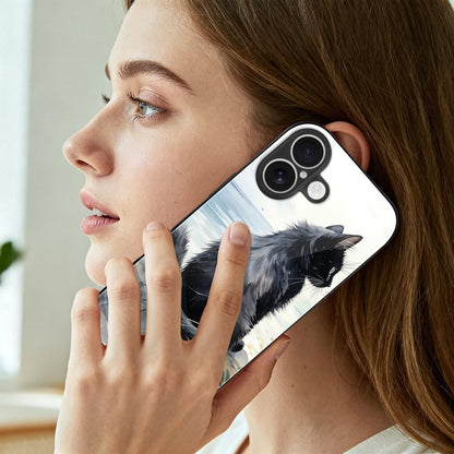 Mobile Phone Case for Apple IPhone 18 Black Cat, Back, Watercolor, Natural Style IPhone 18