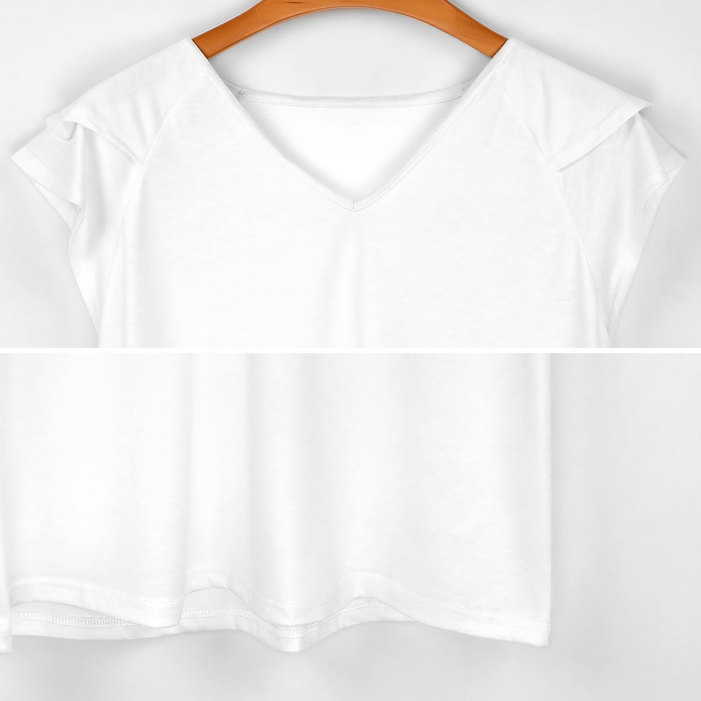 【肌が喜ぶUVカットTシャツ】写真でデザイン｜フリル袖Vネック