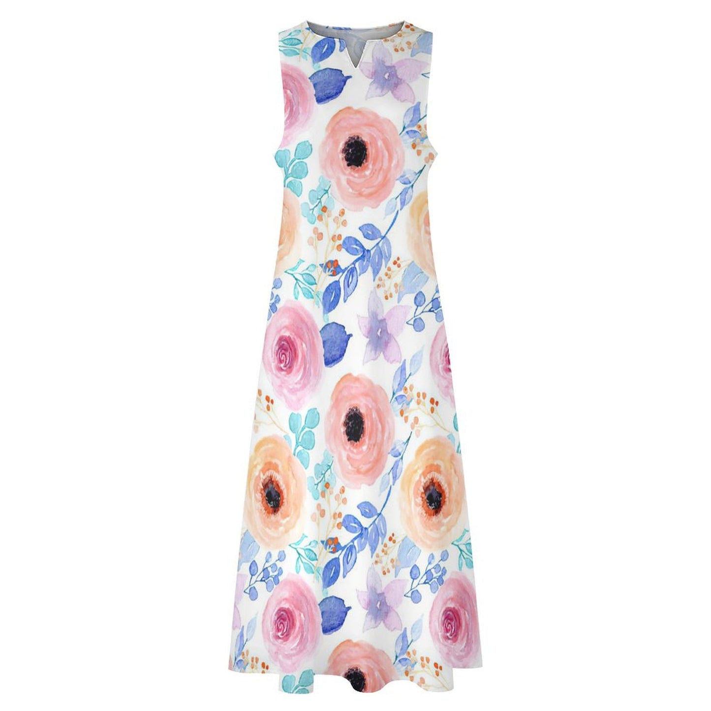 【着るだけで、痩せて見える】Iライン・ノースリーブロングワンピース｜大人の体型カバー