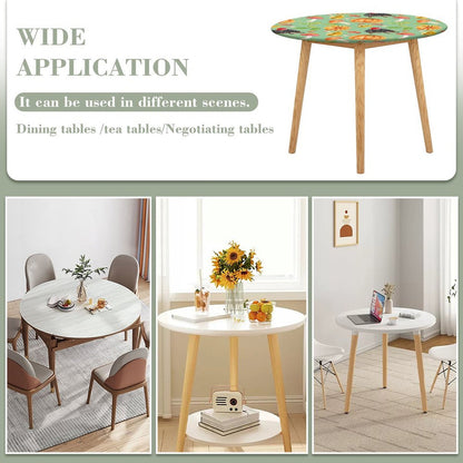 【古いテーブルが蘇る】写真で創る、フィット円形テーブルカバー｜防水・屋外OK