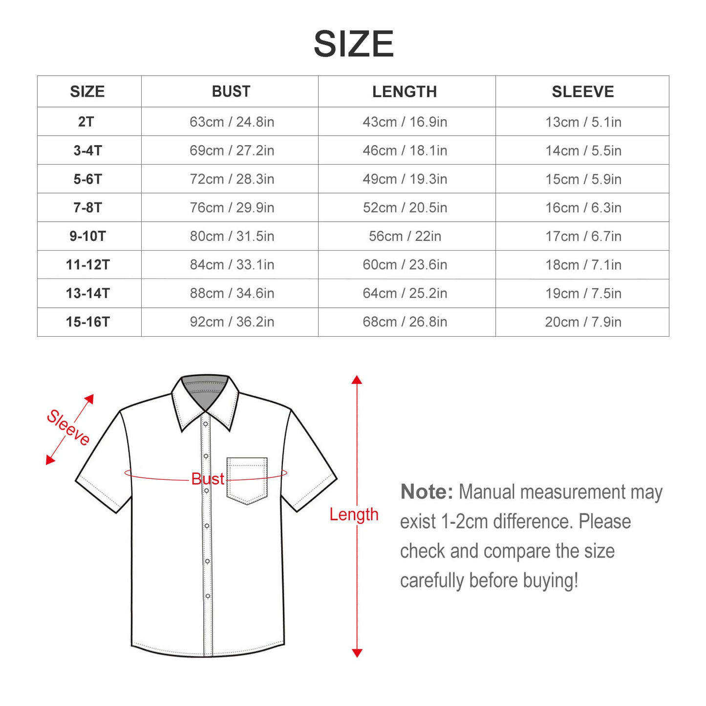 Children's Short Sleeved Shirt Color Heart Pattern