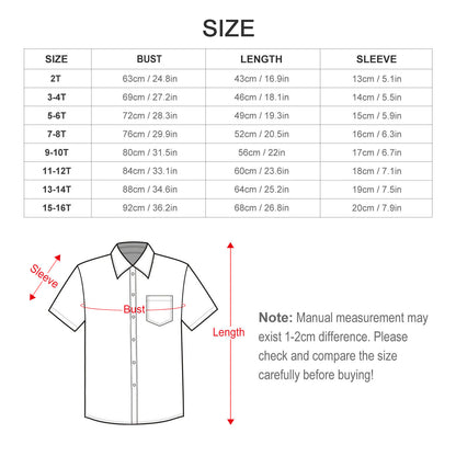 Children's Short Sleeved Shirt Color Heart Pattern