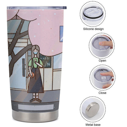 車用トラベルマグ 600ml 全周印刷 | カップホルダー対応 漏れない水筒