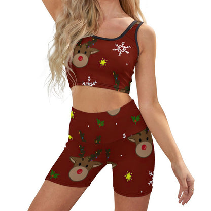 【着るだけで、細見え？】縦ラインでスタイルアップ！リブ素材ヨガウェア上下セット