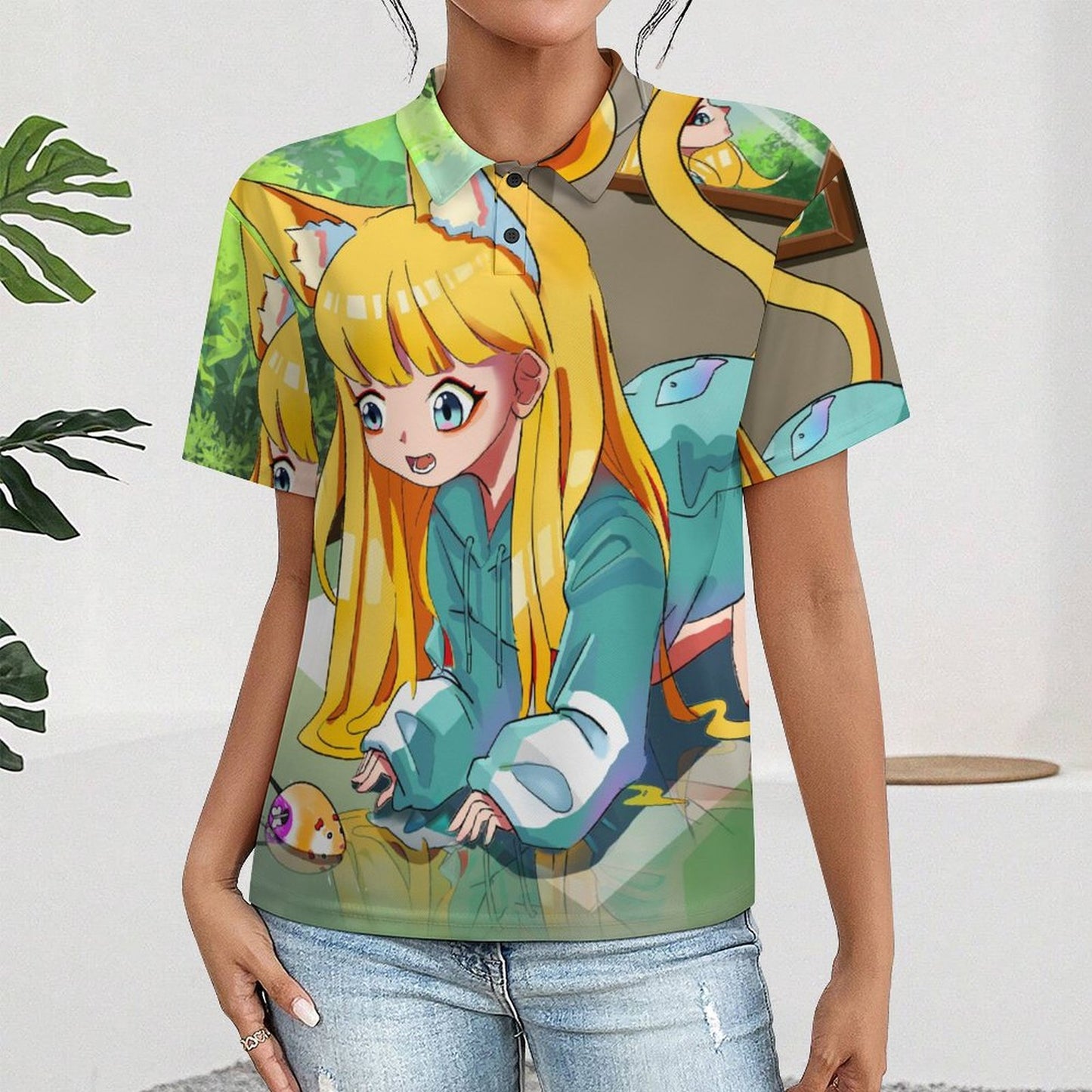 【写真でカスタム】珠地布レディースポロシャツ｜オリジナル名入れ